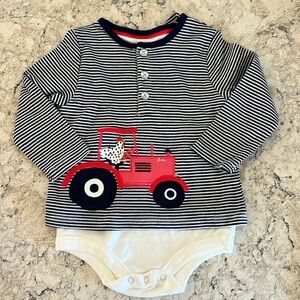 Joules Baby Boy Red Tractor Two-fer Bodysuit, Size 3-6 Months, New with Tags